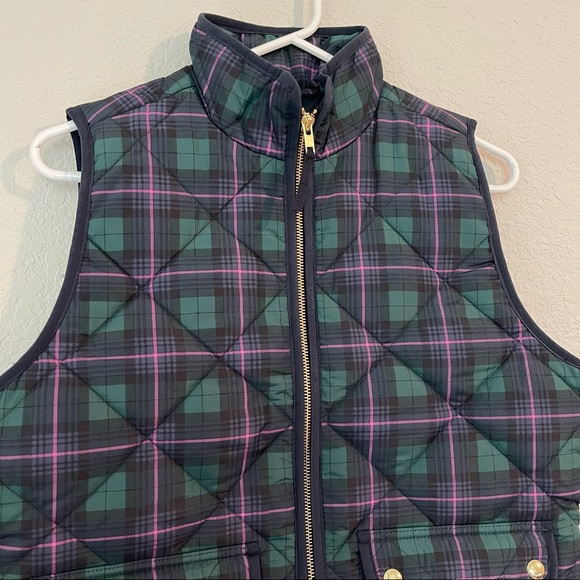 J Crew Women Plaid Quilted Puffer Vest Jacket Small NEW AG538 - Picture 3 of 6
